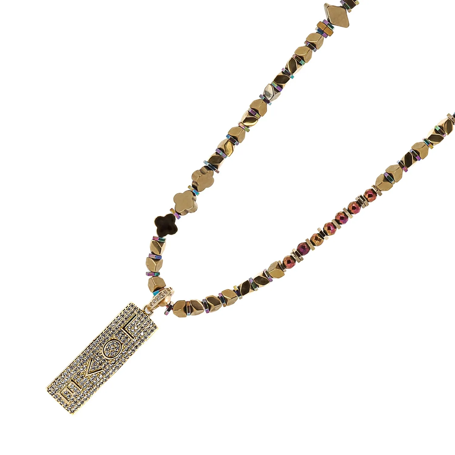 Diamond & Gold Love Pendant Positive Vibration Necklace