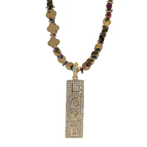 Diamond & Gold Love Pendant Positive Vibration Necklace