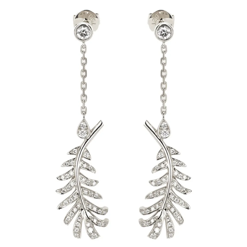 Diamond Feather Dangle Earrings