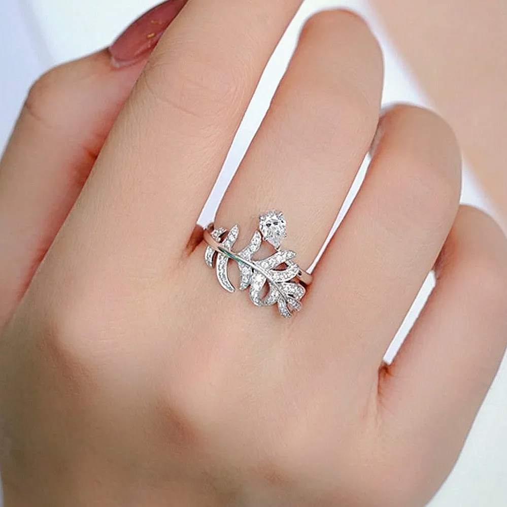 Diamond Feather Wrap Ring