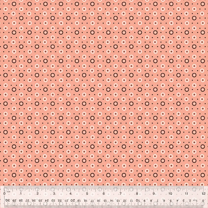 Dot & Circle in Coral -- BONNY by Denyse Schmidt --- Windham Fabrics