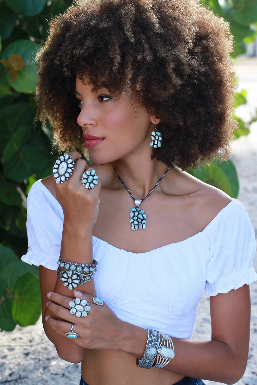 Dry Creek White Turquoise Cluster Pendant