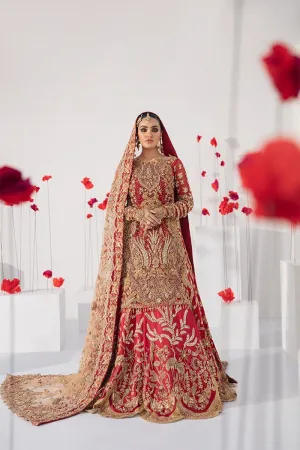 Embellished Red Golden Lehenga Bridal Dress #BN1115