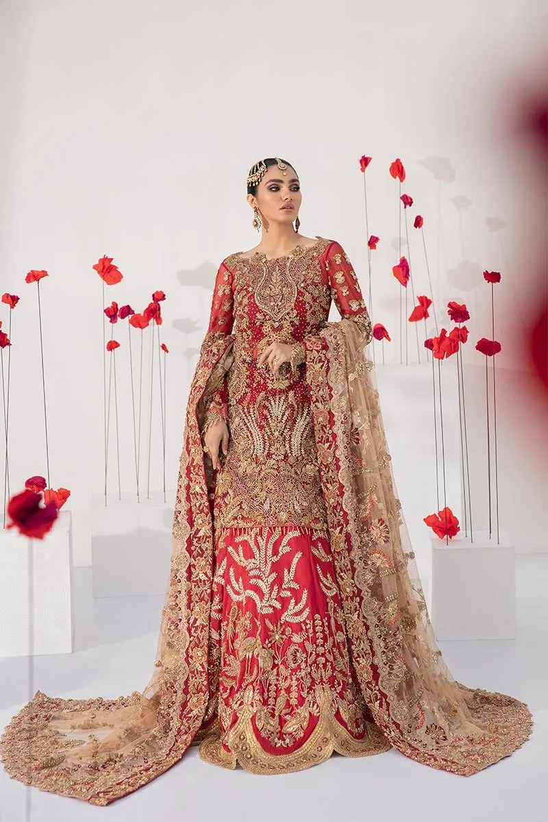 Embellished Red Golden Lehenga Bridal Dress #BN1115