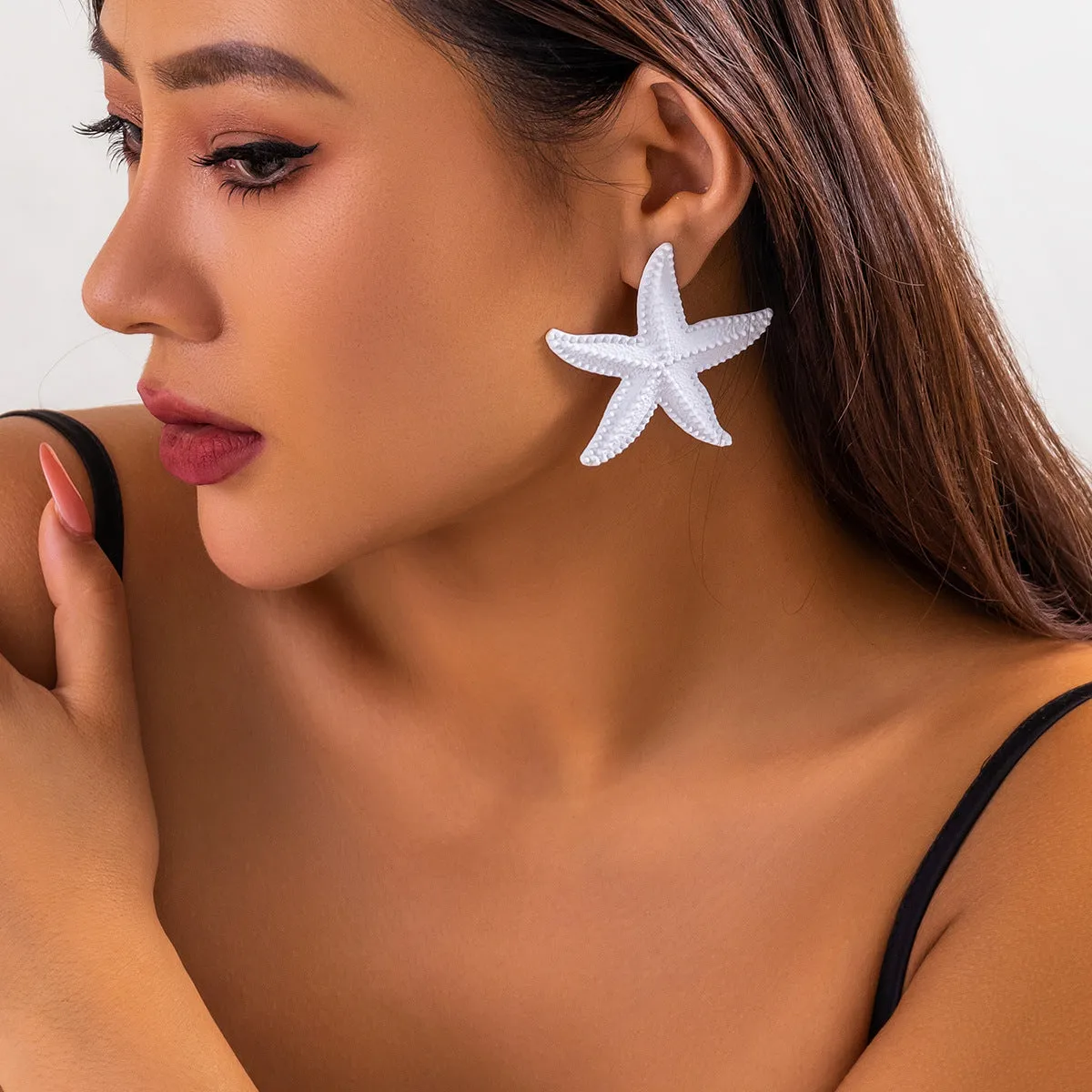 Europe and America Cross Border Ornament Simple Hemp Noodles Shanghai Style Exaggerated Earrings Women Personalized Three-Dimensional Starfish Ethnic Style Ear Studs