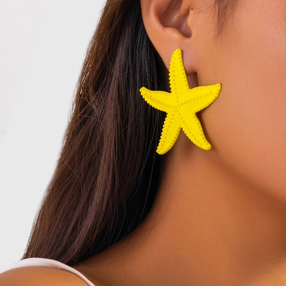 Europe and America Cross Border Ornament Simple Hemp Noodles Shanghai Style Exaggerated Earrings Women Personalized Three-Dimensional Starfish Ethnic Style Ear Studs