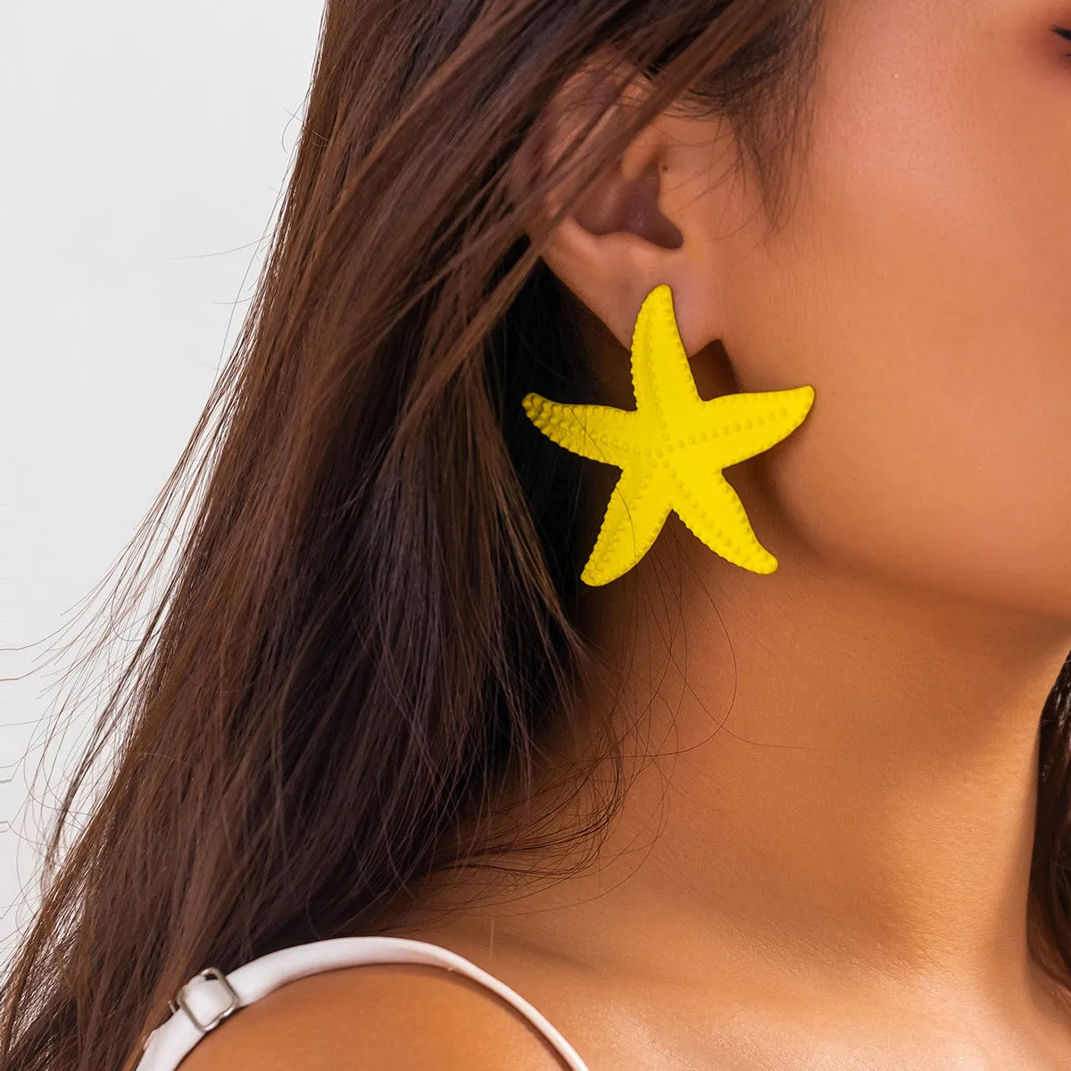 Europe and America Cross Border Ornament Simple Hemp Noodles Shanghai Style Exaggerated Earrings Women Personalized Three-Dimensional Starfish Ethnic Style Ear Studs