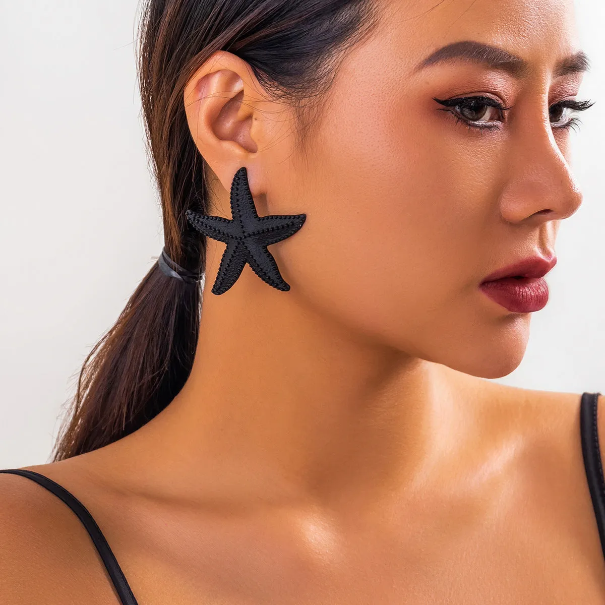 Europe and America Cross Border Ornament Simple Hemp Noodles Shanghai Style Exaggerated Earrings Women Personalized Three-Dimensional Starfish Ethnic Style Ear Studs