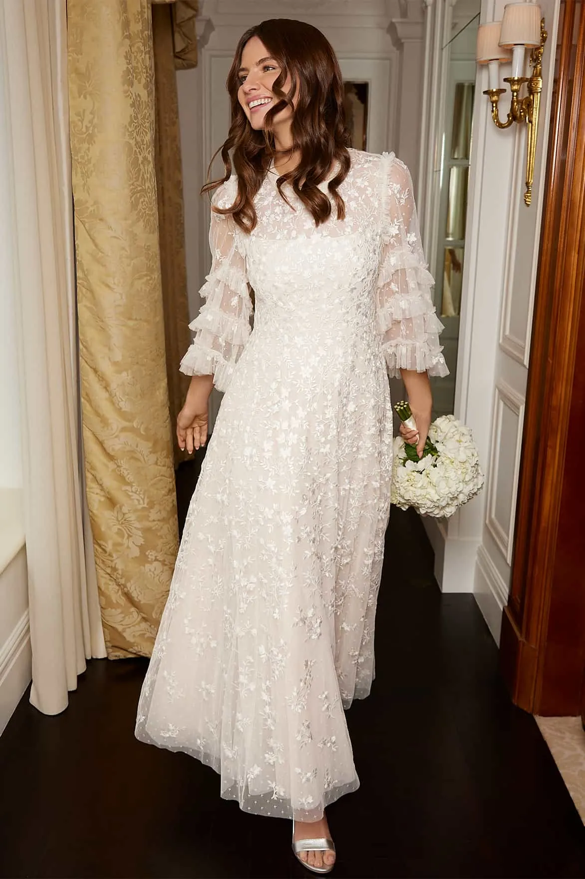 Everett Bloom Round Neck Ankle Gown