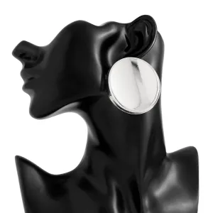 Exaggerated Gold Silver Tone Glossy Mirror Earrings