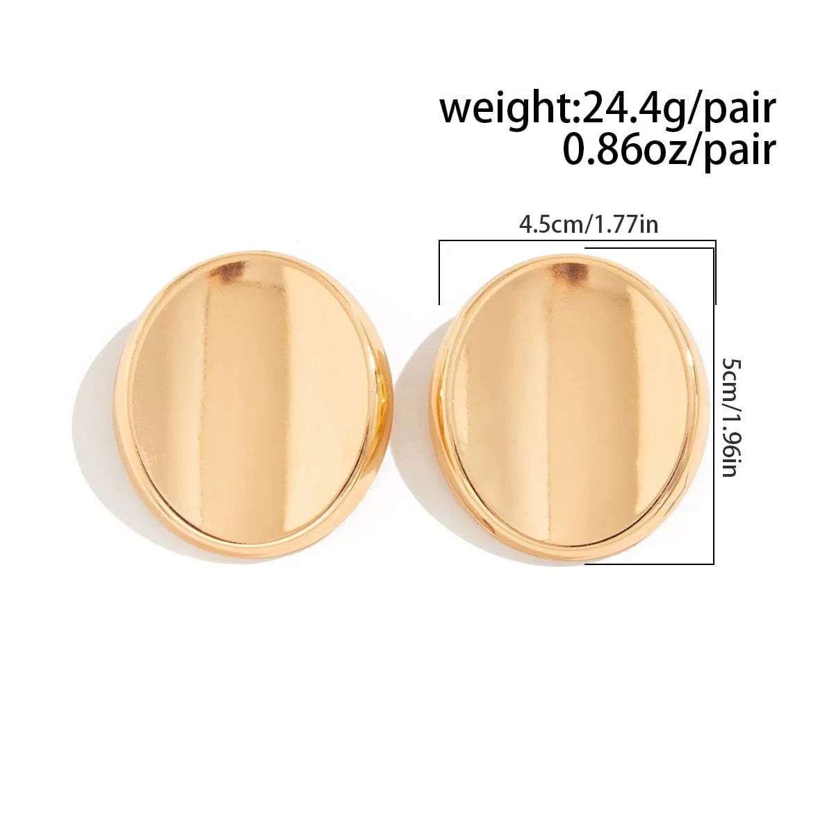 Exaggerated Gold Silver Tone Glossy Mirror Earrings