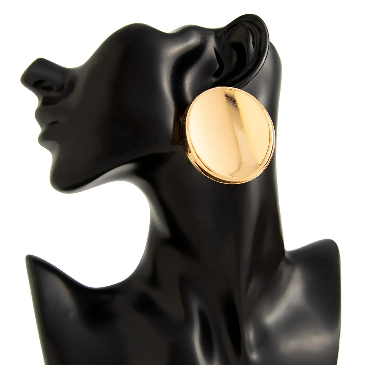 Exaggerated Gold Silver Tone Glossy Mirror Earrings