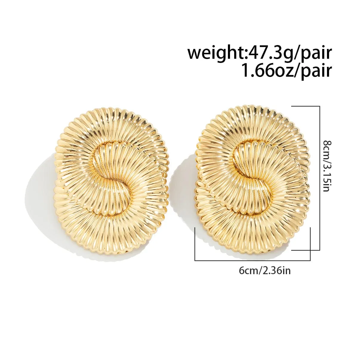 Exaggerated Textured Cross Hoop Stud Earrings