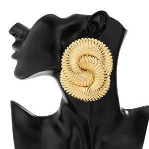 Exaggerated Textured Cross Hoop Stud Earrings