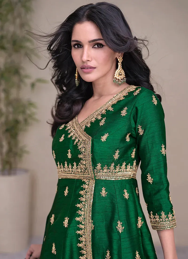 Exquisite Green Heavy Embroidered Lehenga Suit