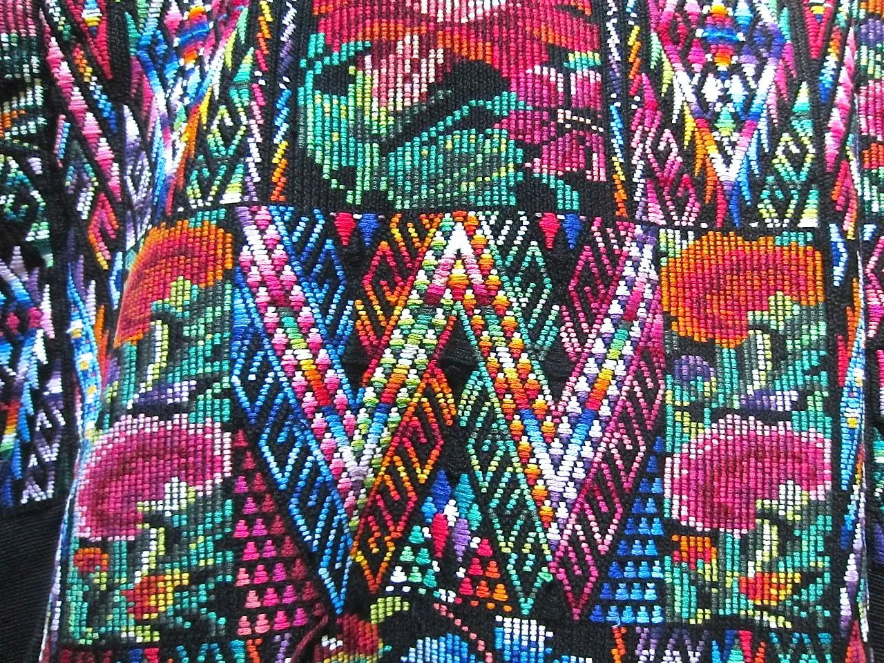 Exquisite Rainbow-Colored Huipil from Chichicastenango