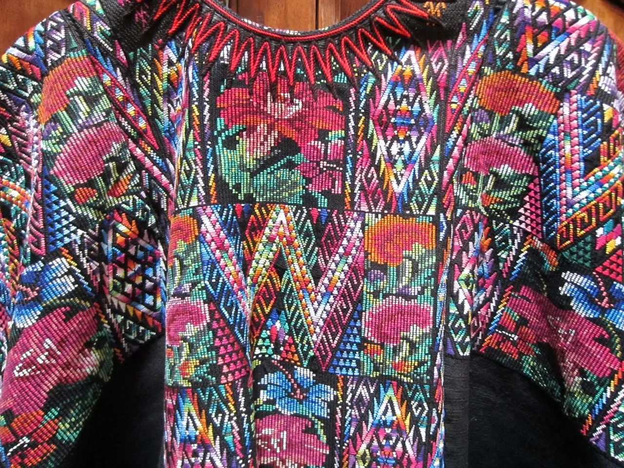 Exquisite Rainbow-Colored Huipil from Chichicastenango