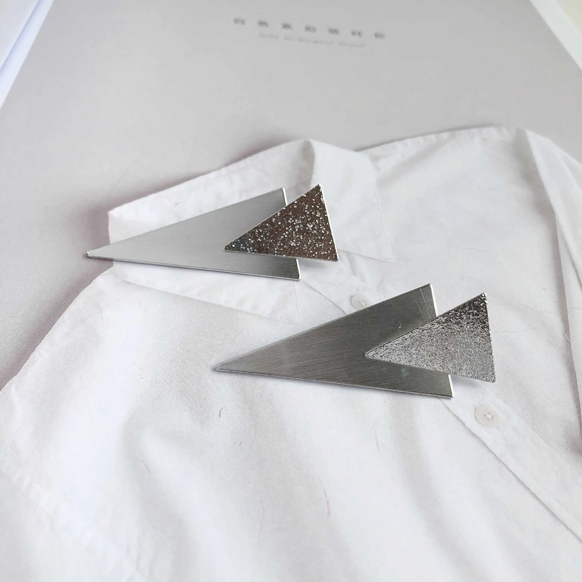 Fashion Exaggerated Geometric Earrings High-end Big Three-dimensional Triangle Long Earrings Personalized Earrings Accessories