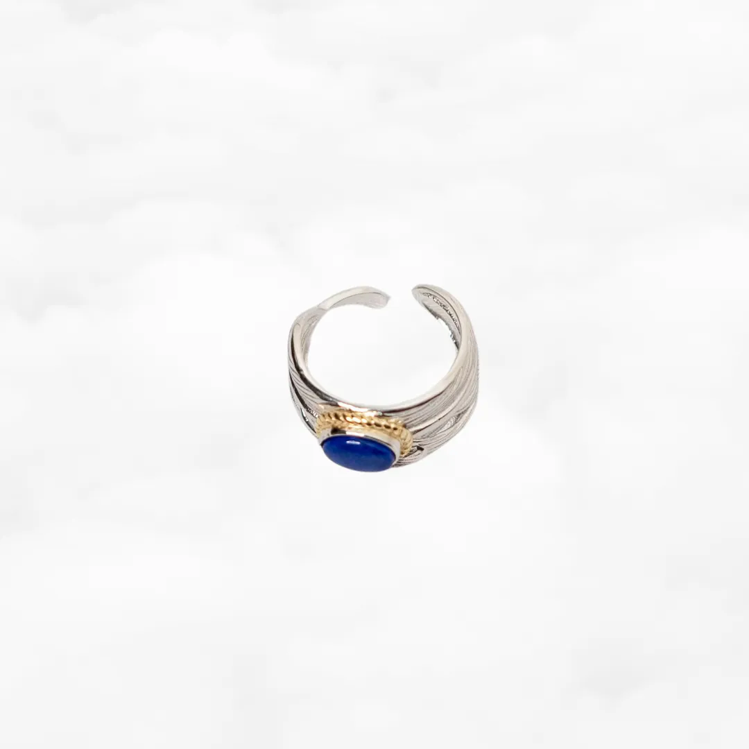 Feather Silver Lapis Ring