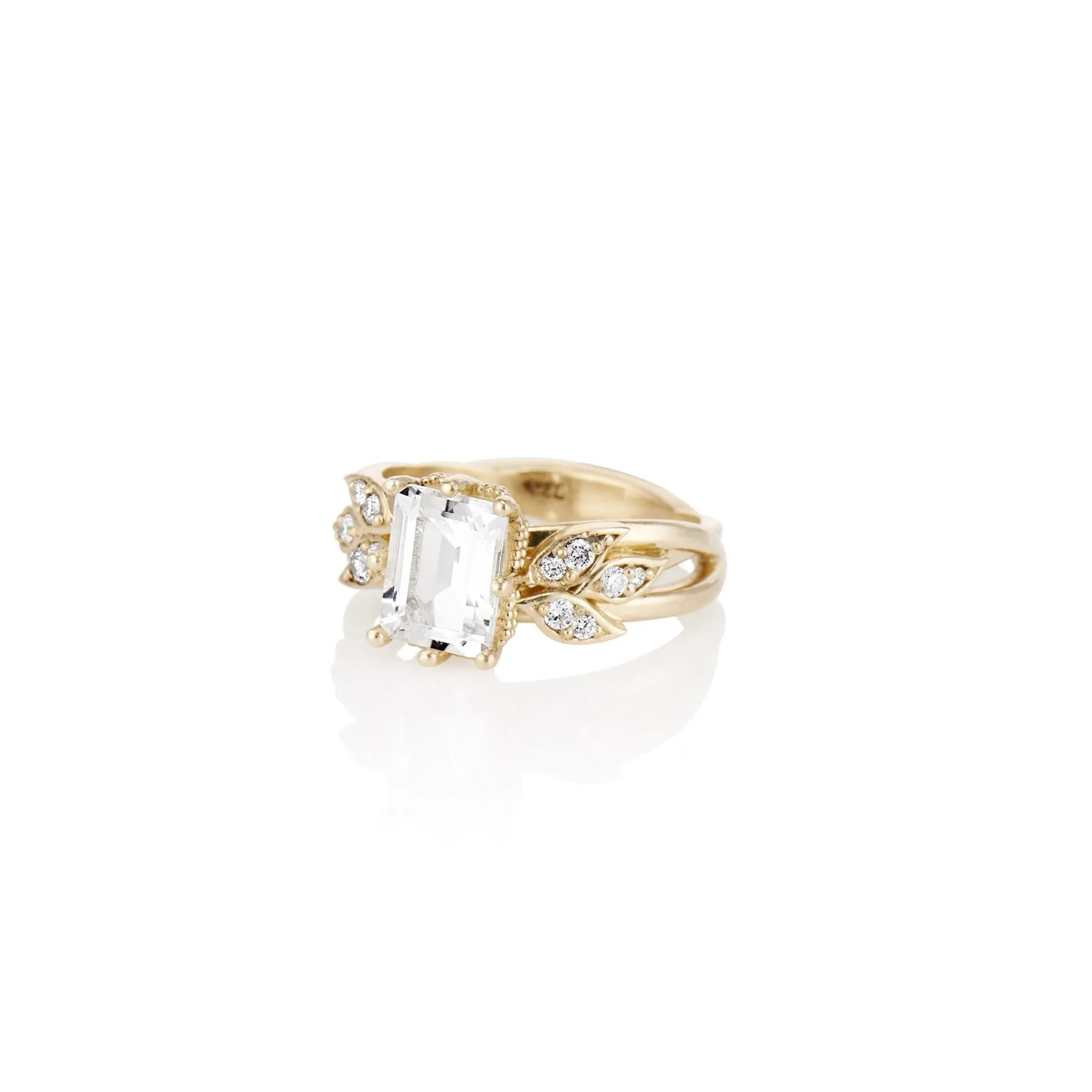 'Feathered Wing of Leaves' Gold Diamond Ring