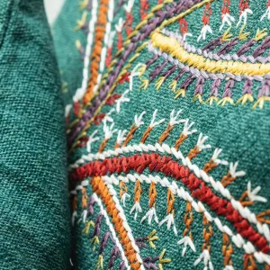 Fiorela Embroidered Stem Cushion Jade( Green)
