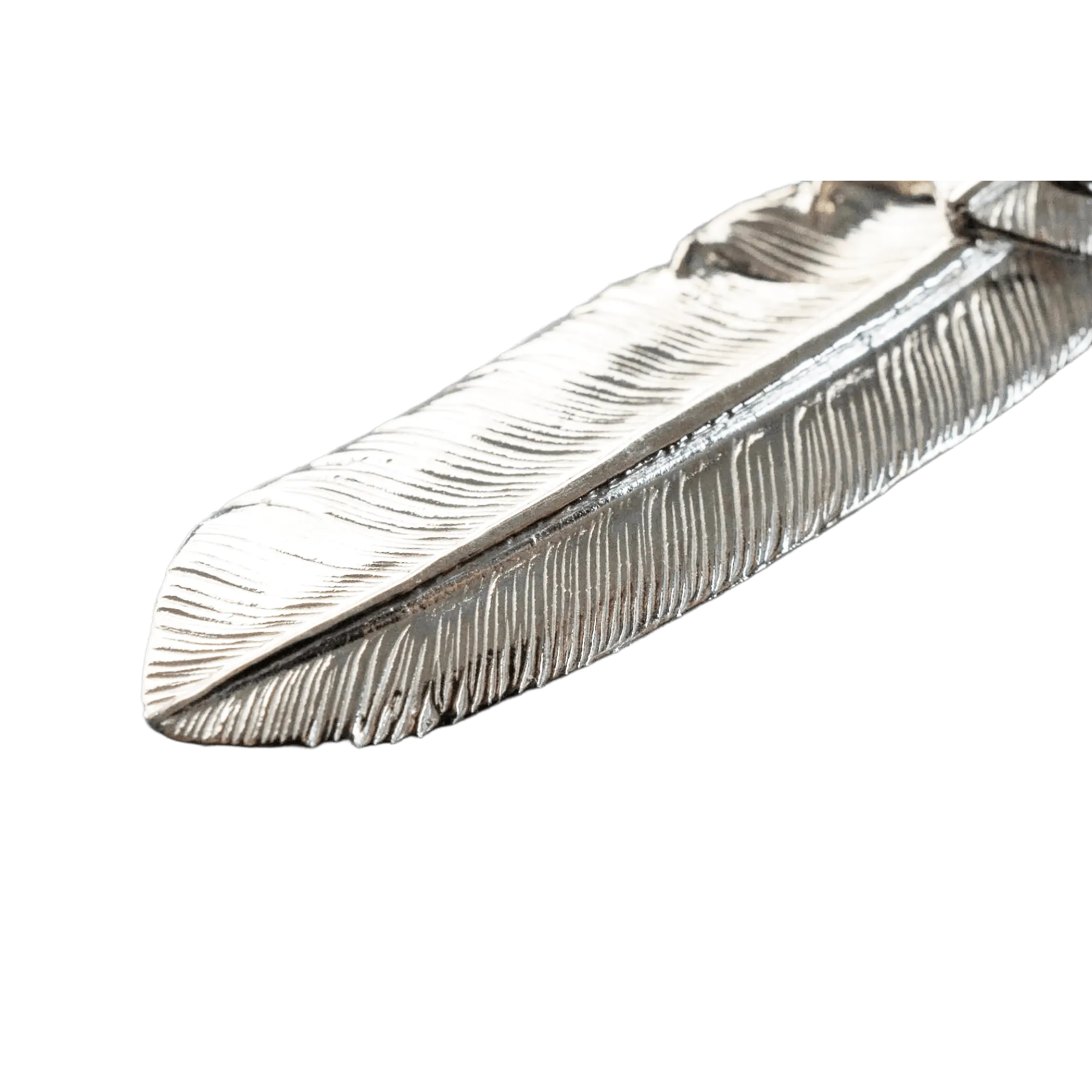 First Arrow's Large Feather Silver Pendant With Turquoise