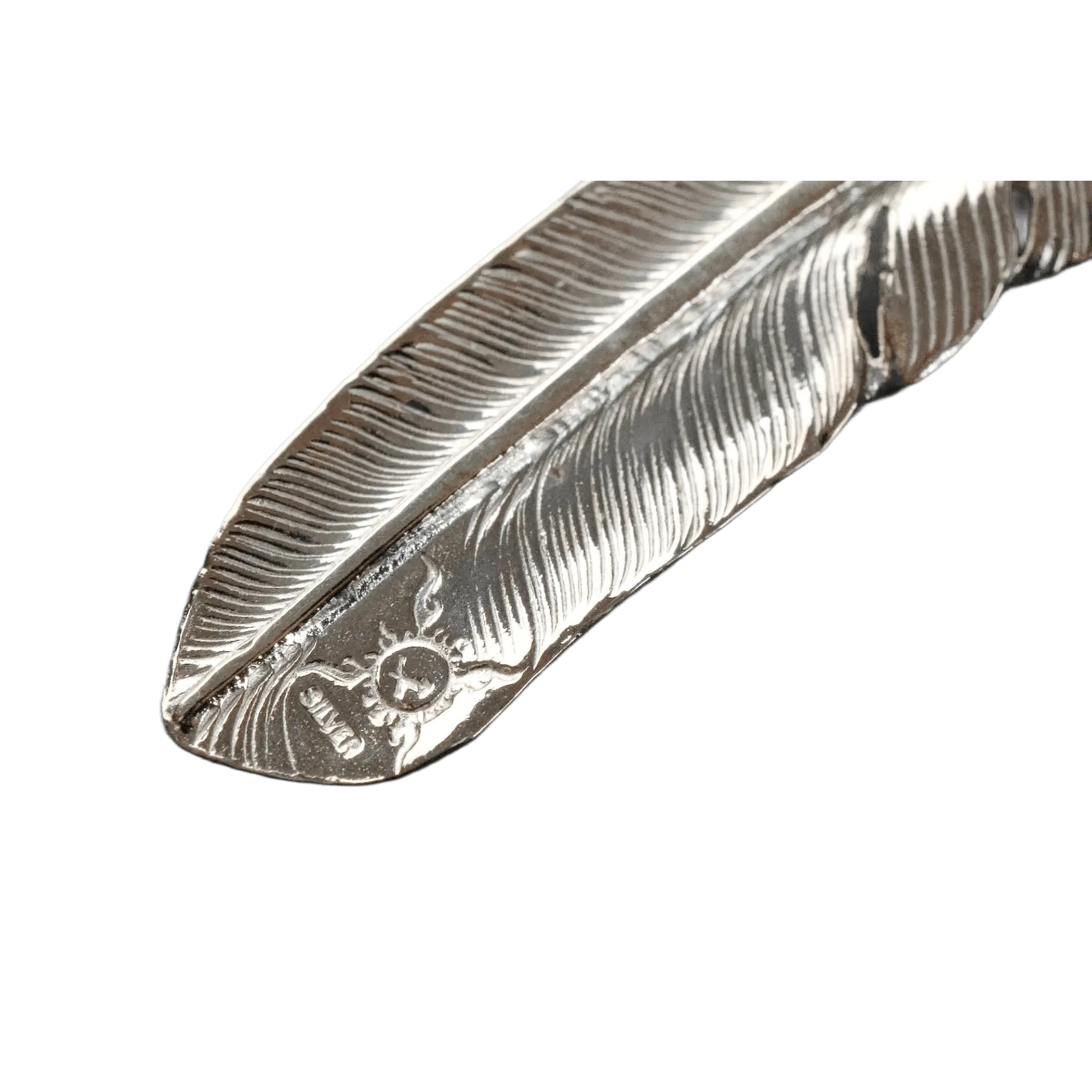 First Arrow's Large Feather Silver Pendant With Turquoise