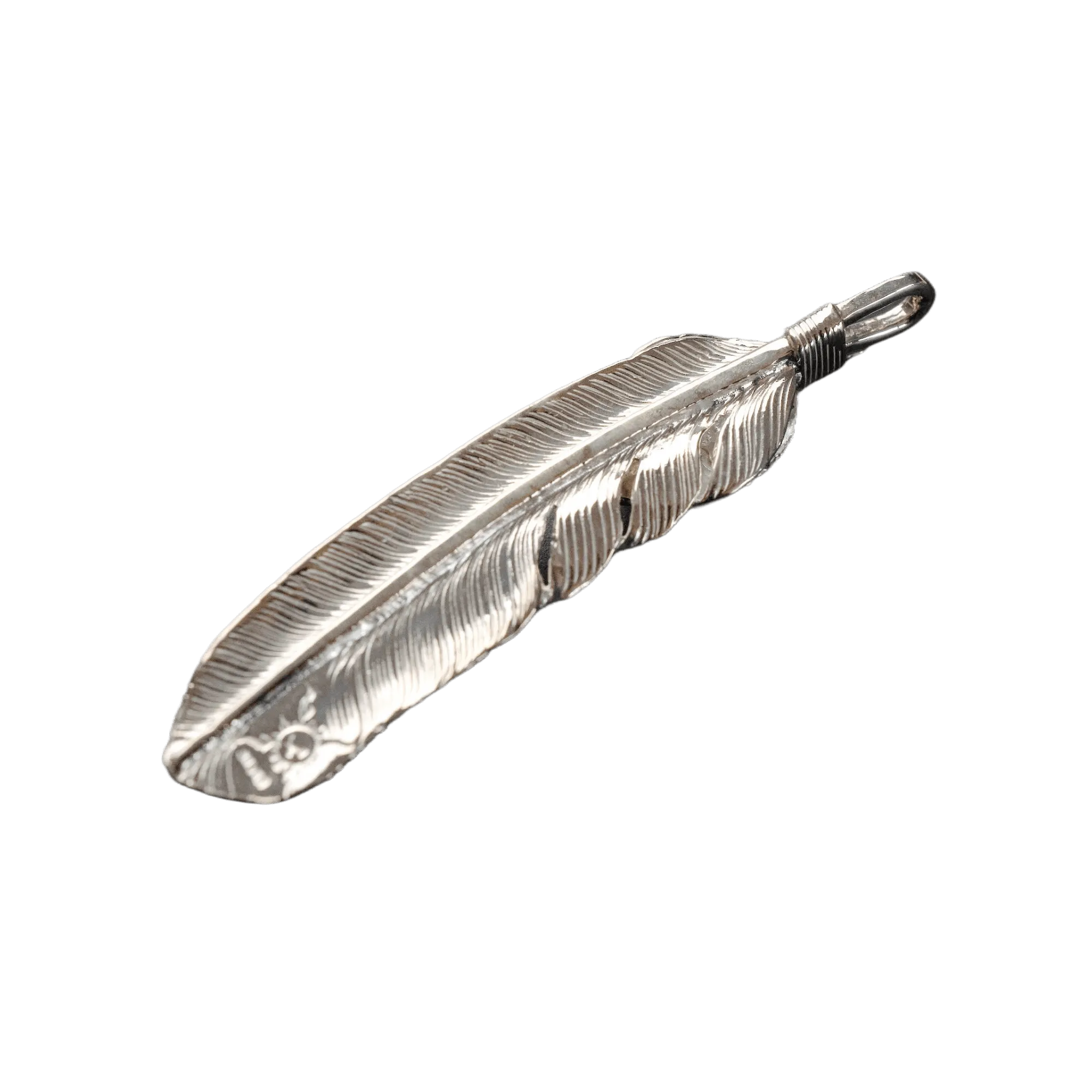 First Arrow's Large Feather Silver Pendant With Turquoise