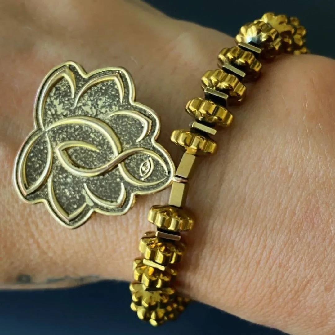 Flower Of Life Hematite Beaded Bracelet