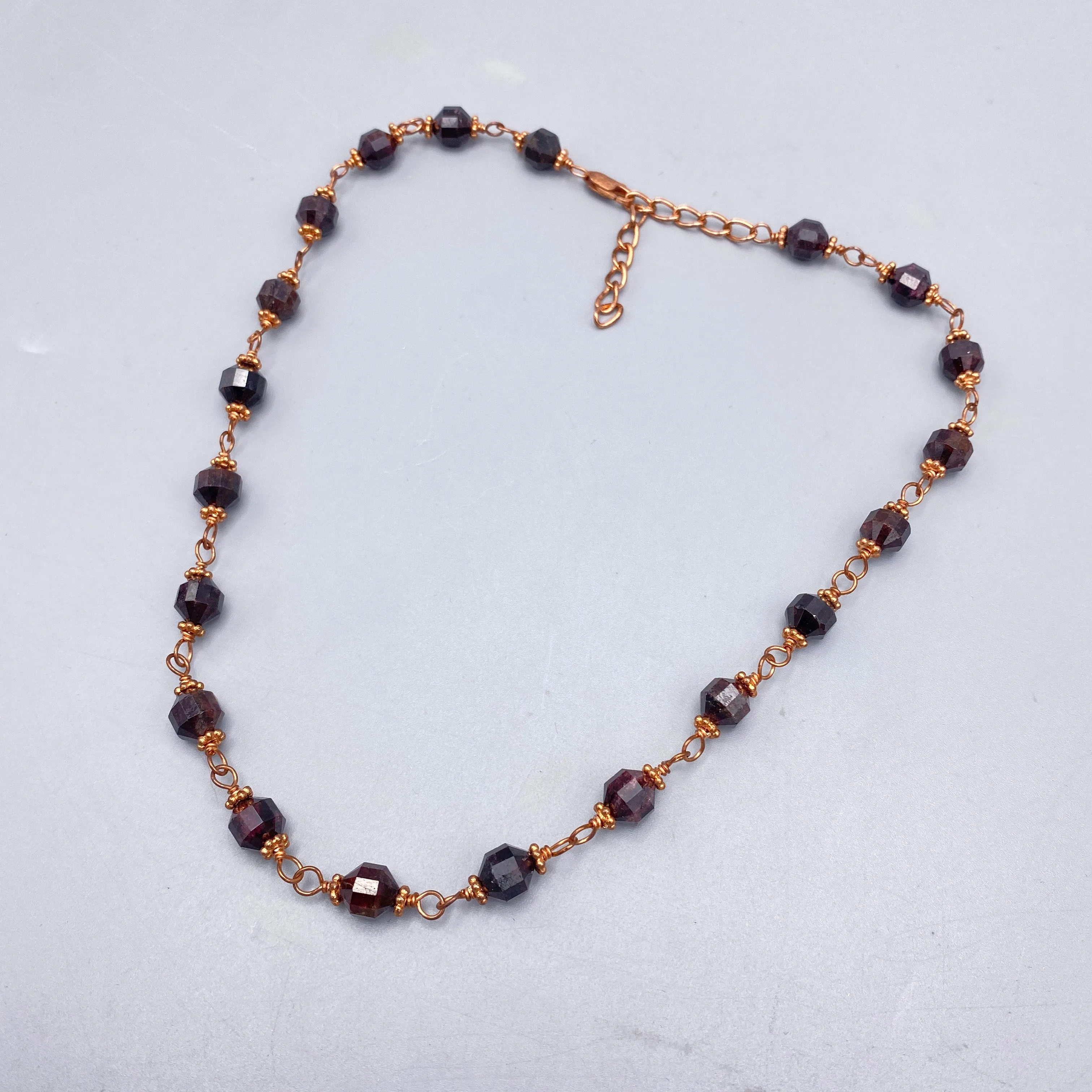 Garnet gemstones and copper chain Necklace