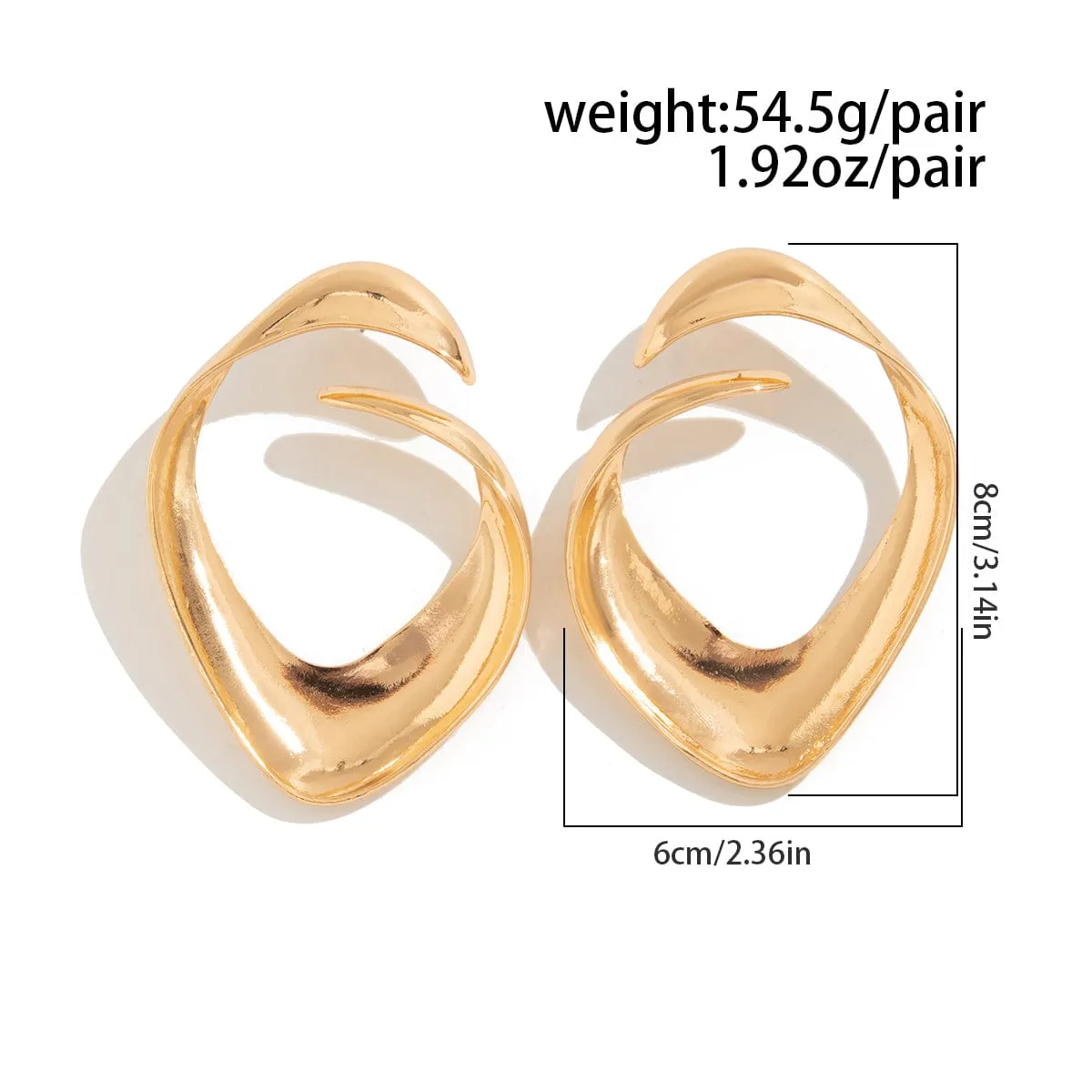 Geometric Chunky Irregular Curl Stud Earrings