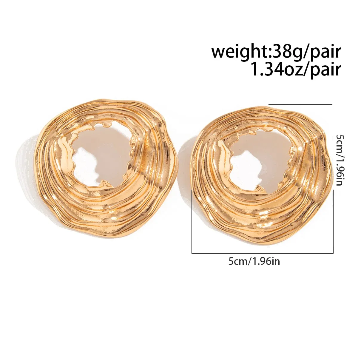 Geometric Chunky Irregular Textured Hoop Stud Earrings