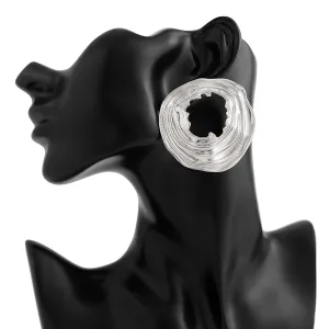 Geometric Chunky Irregular Textured Hoop Stud Earrings
