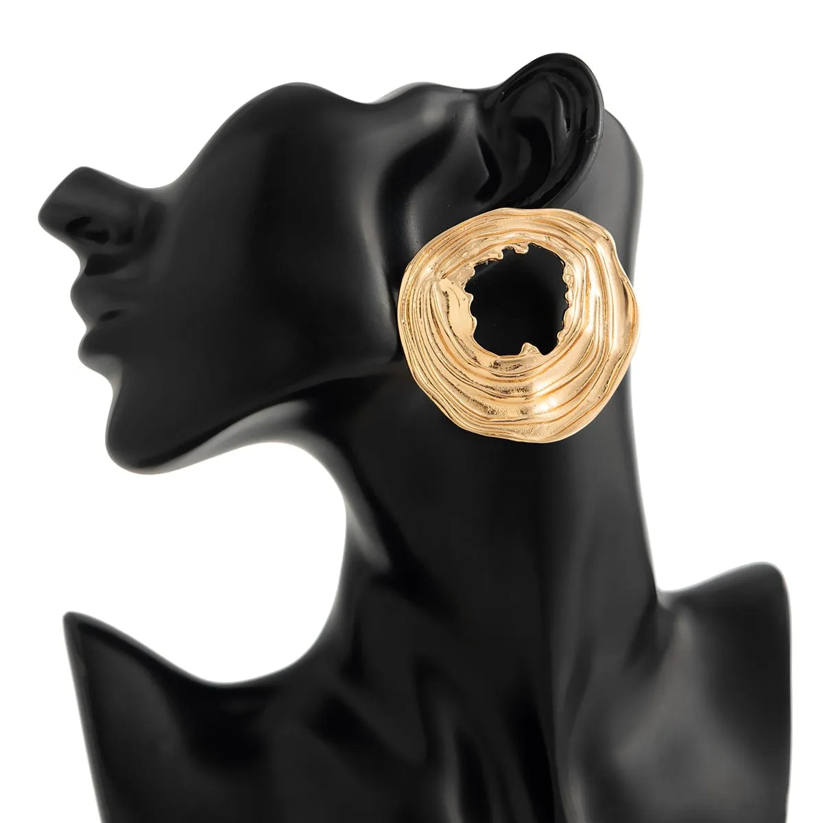 Geometric Chunky Irregular Textured Hoop Stud Earrings