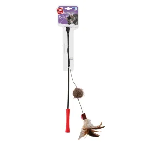GiGwi Catwand Feather Teaser with Natural Feather Plush Tail and Tpr Handle Cat Toy
