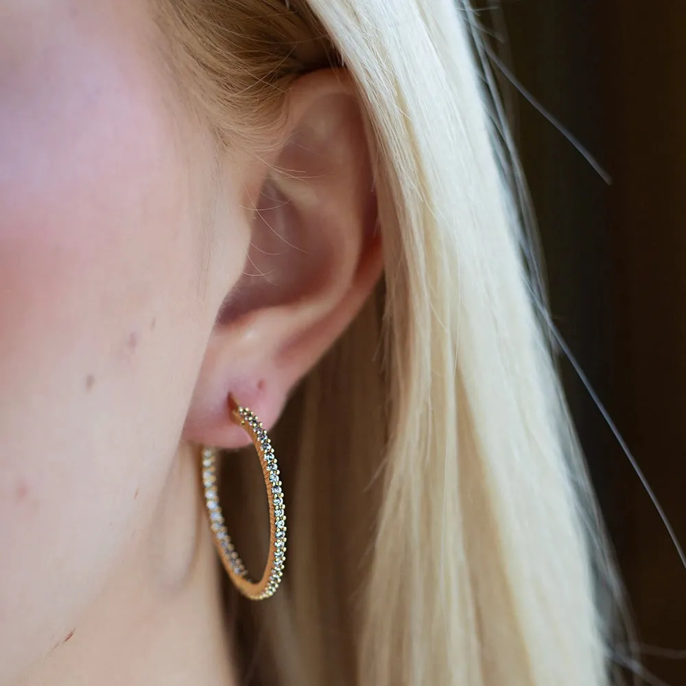 Gilded Earrings - Rhinestone Hoops