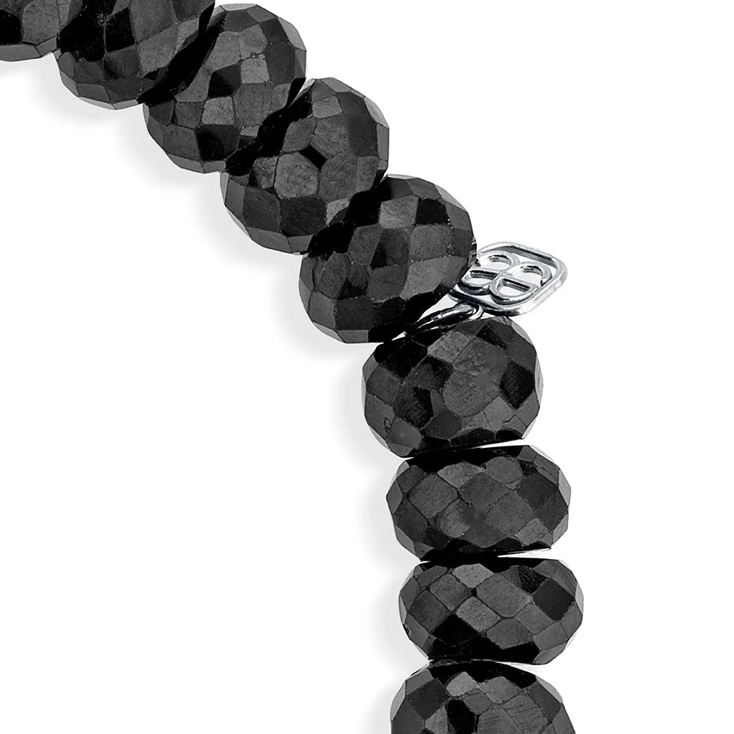 Gold & Diamond Baguette Rondelle on Black Spinel