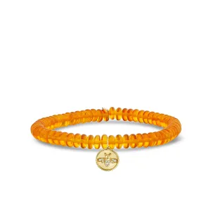 Gold & Diamond Tiny Bee Coin on Amber