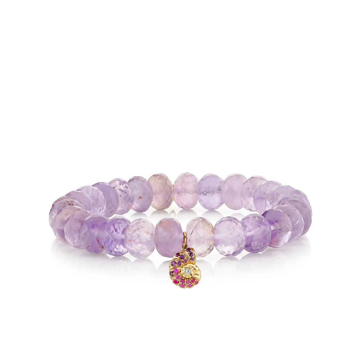 Gold & Sapphire Nautilus Shell on Amethyst