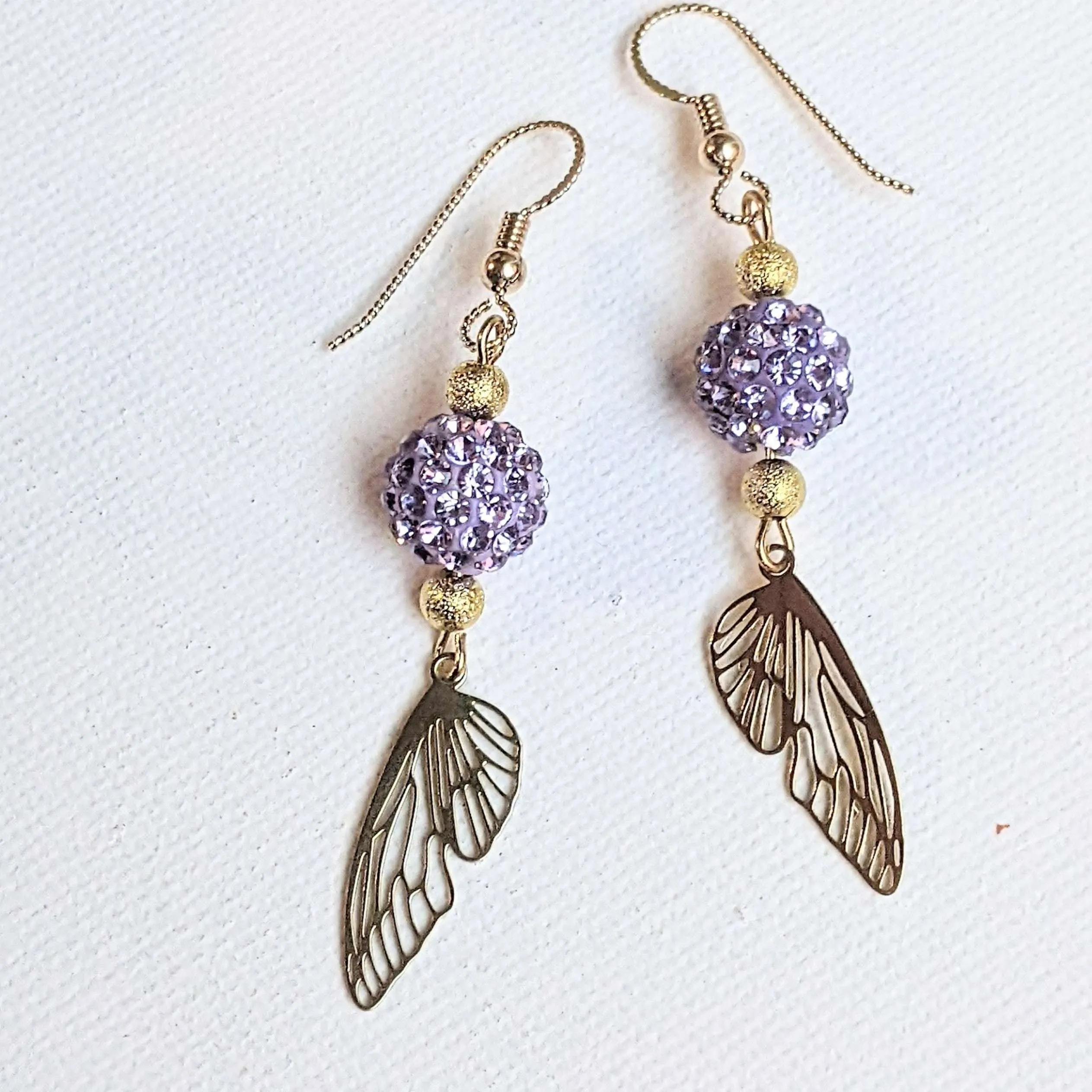 Gold Fairy/Butterfly Wing dangle earrings