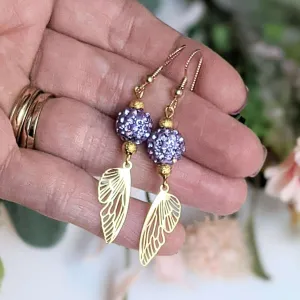Gold Fairy/Butterfly Wing dangle earrings