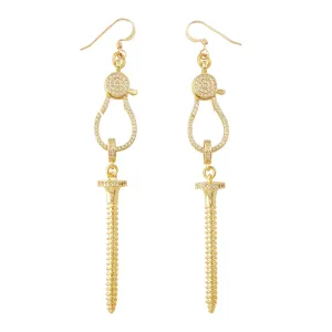Gold rhinestone pave screw earrings