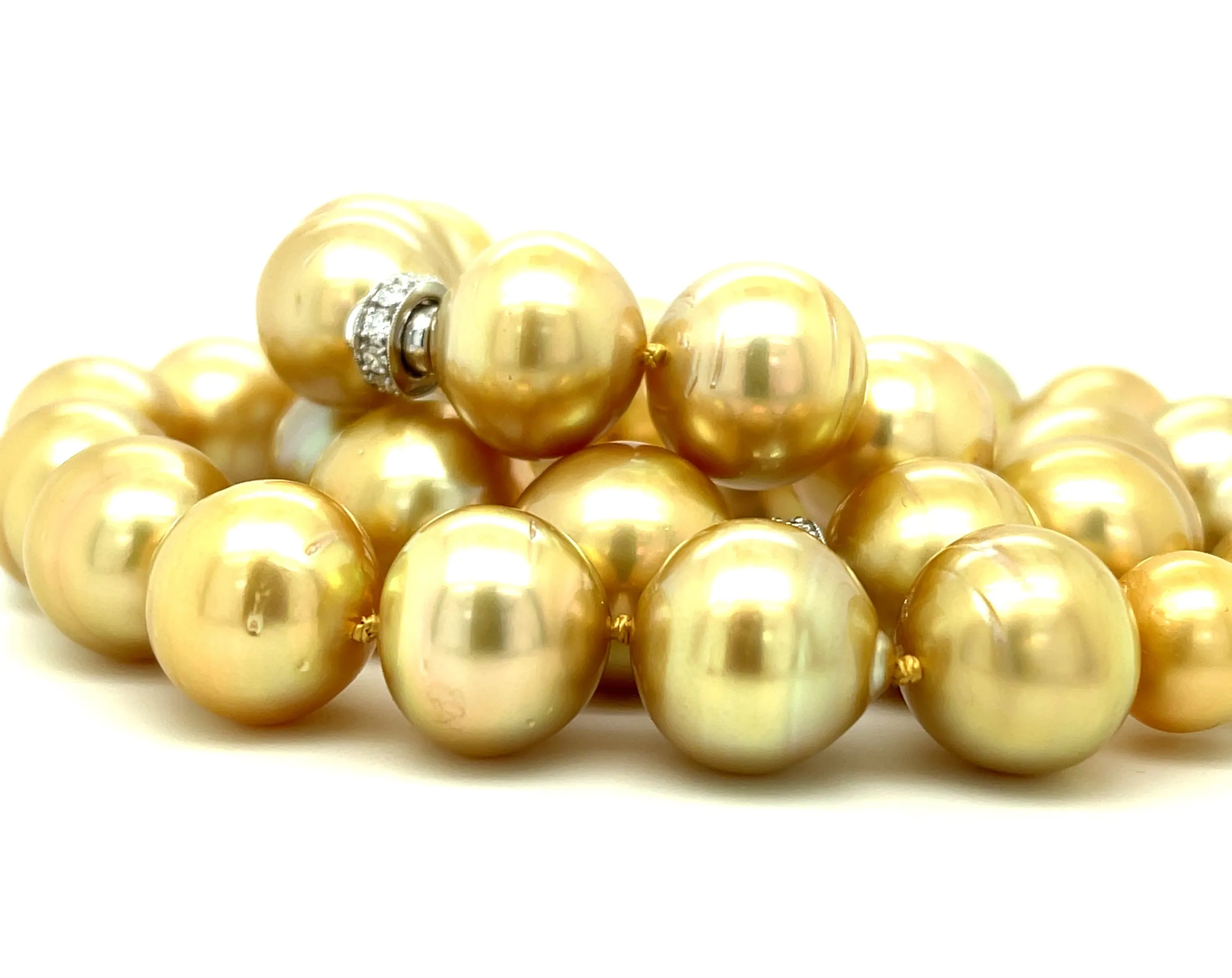 Golden South Seas Pearl, Gold and Diamond Necklace