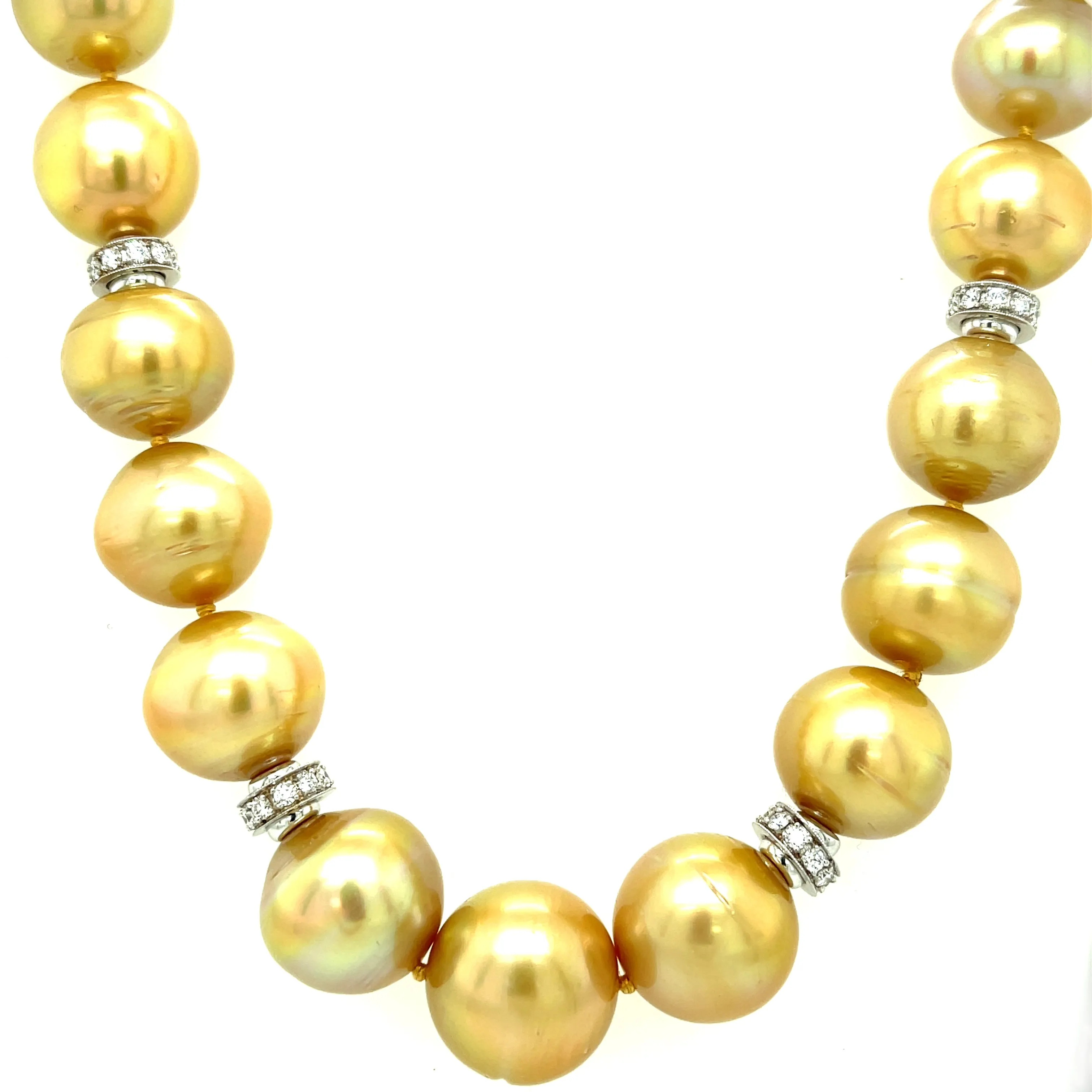 Golden South Seas Pearl, Gold and Diamond Necklace