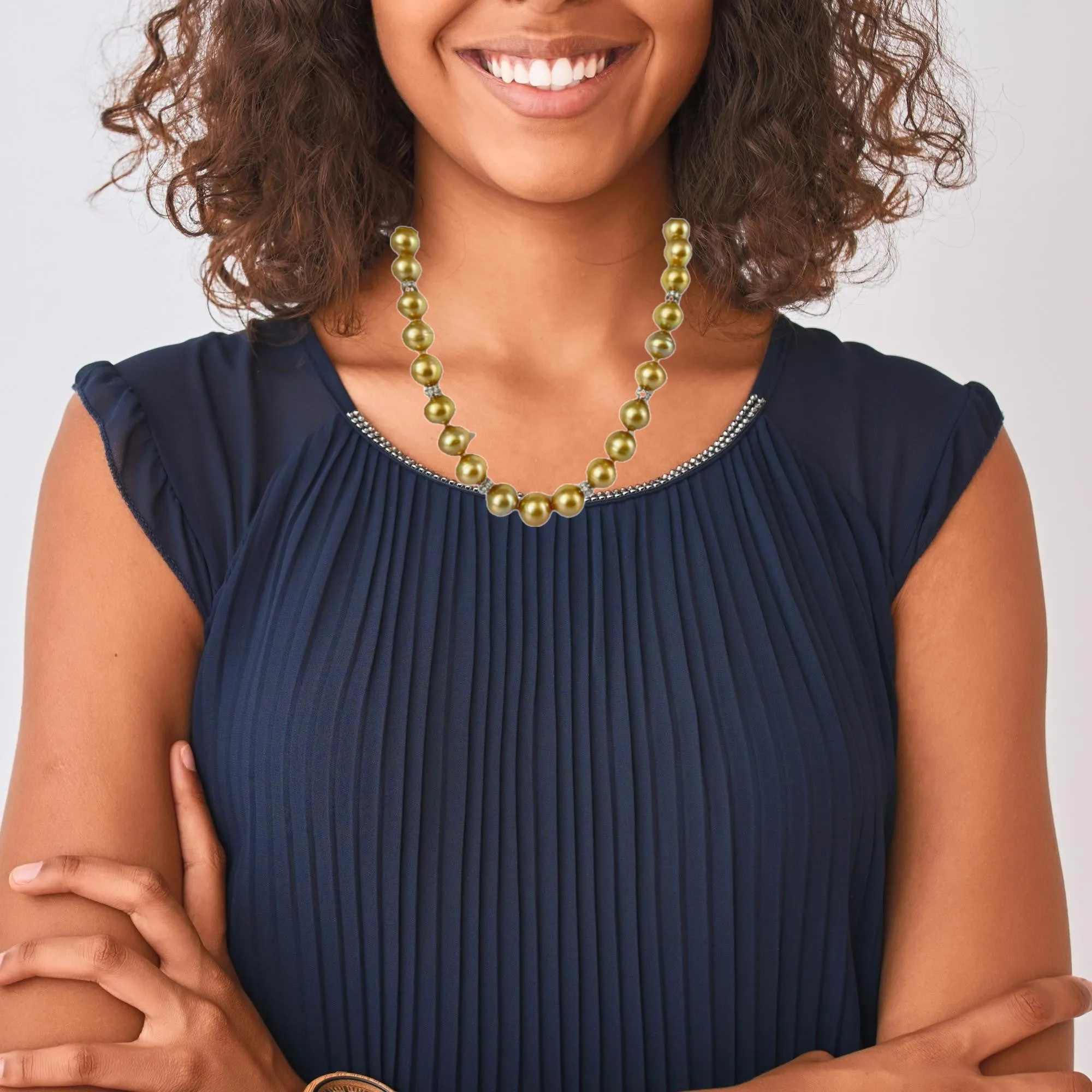 Golden South Seas Pearl, Gold and Diamond Necklace