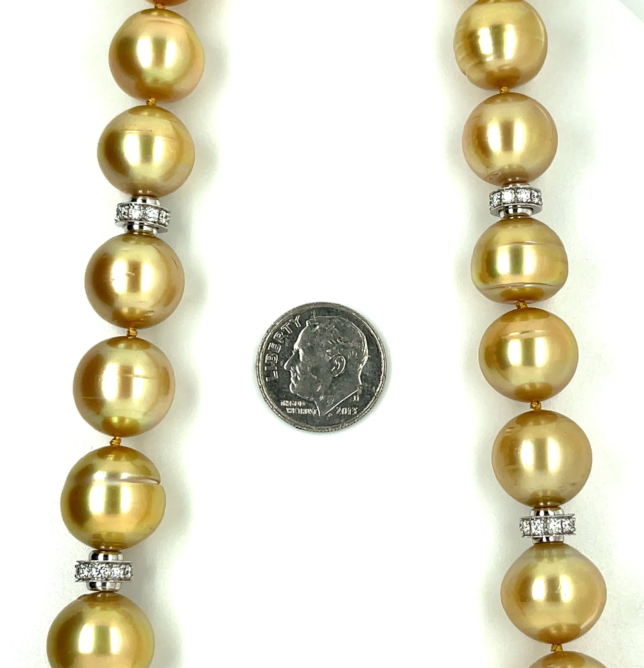 Golden South Seas Pearl, Gold and Diamond Necklace