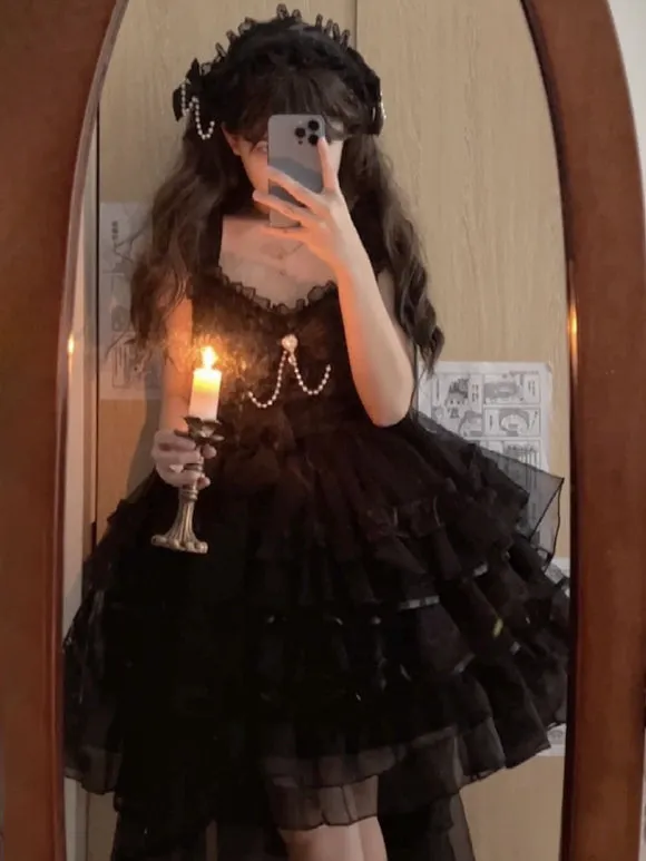 Gothic Lolita Dresses Lace Ruffles White Light Sky Blue