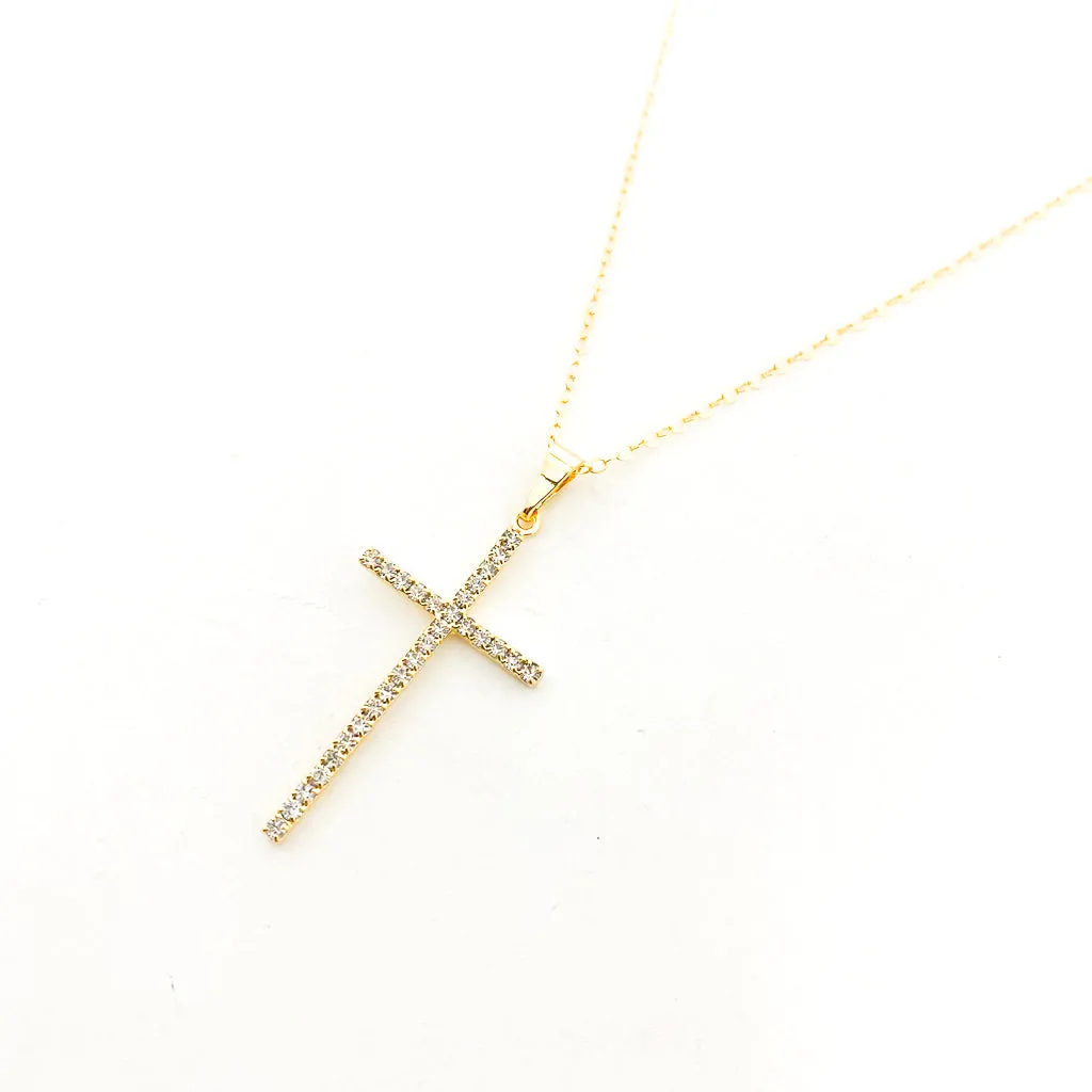 Grace Hanging Rhinestone Cross Necklace