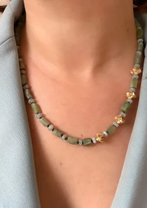 Green Apatite and Aquamarine Necklace