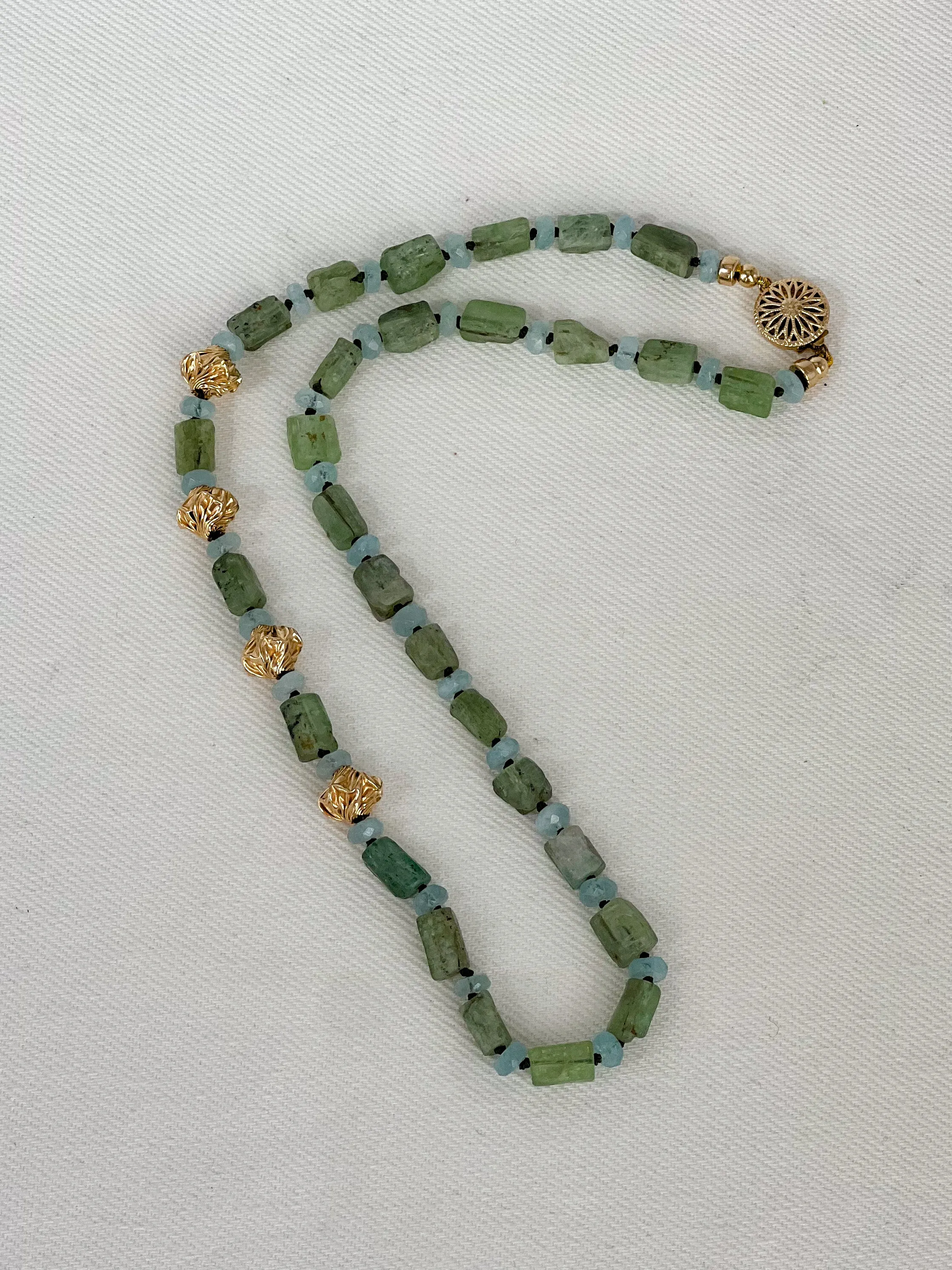 Green Apatite and Aquamarine Necklace